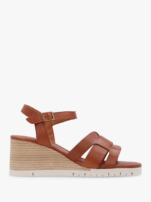 Pedie Tan Leather Wedge Sandals