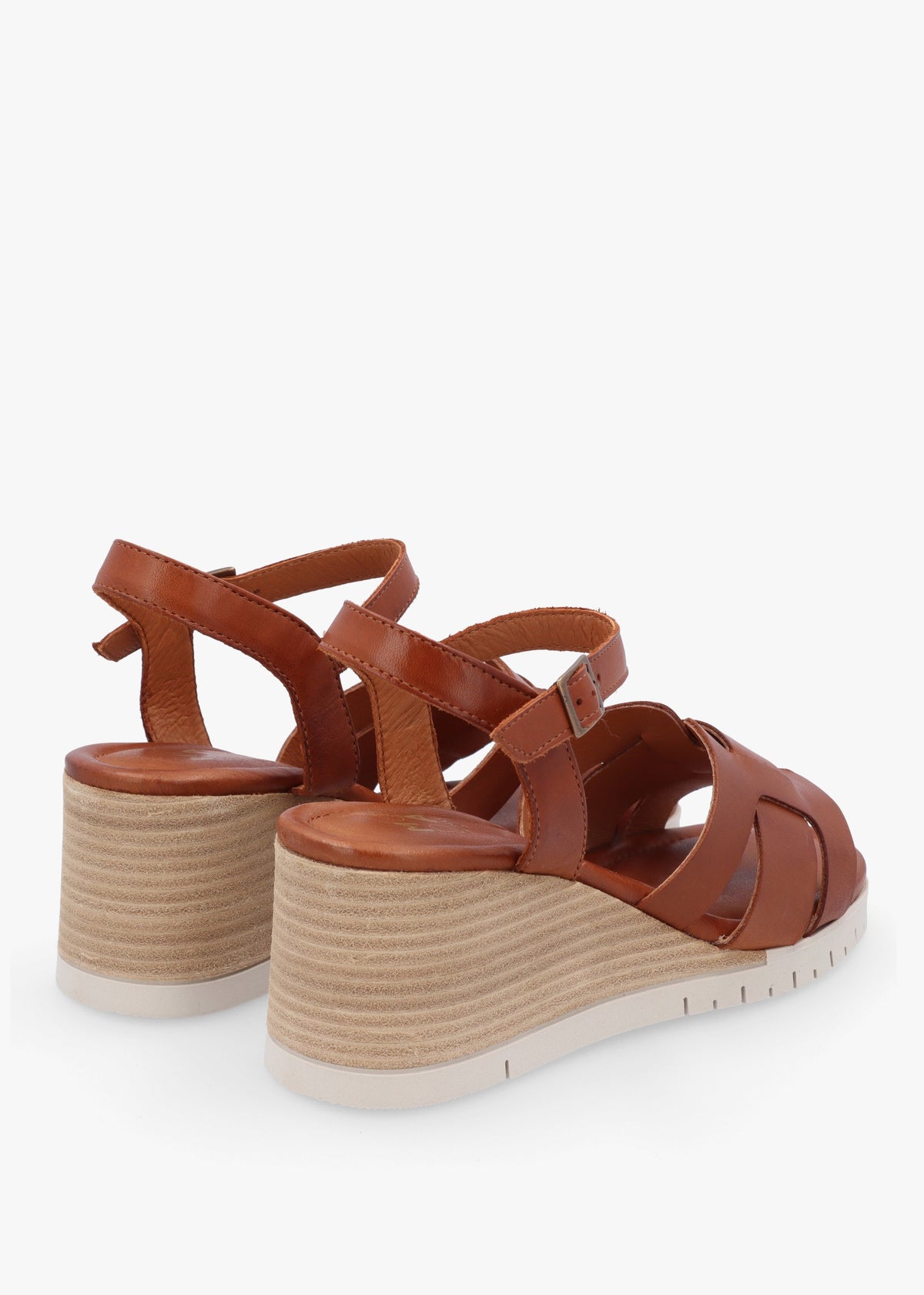 Pedie Tan Leather Wedge Sandals