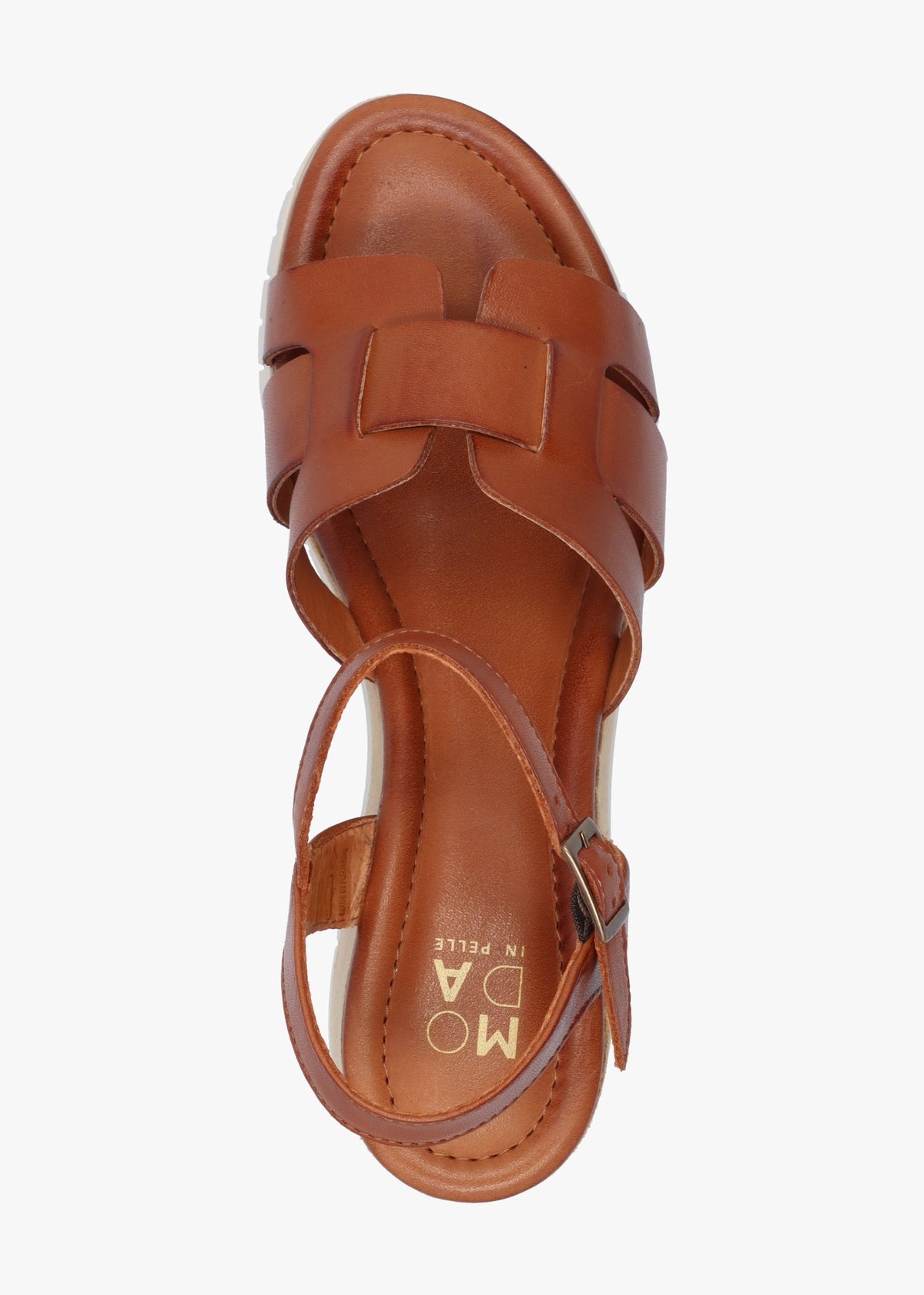 Pedie Tan Leather Wedge Sandals