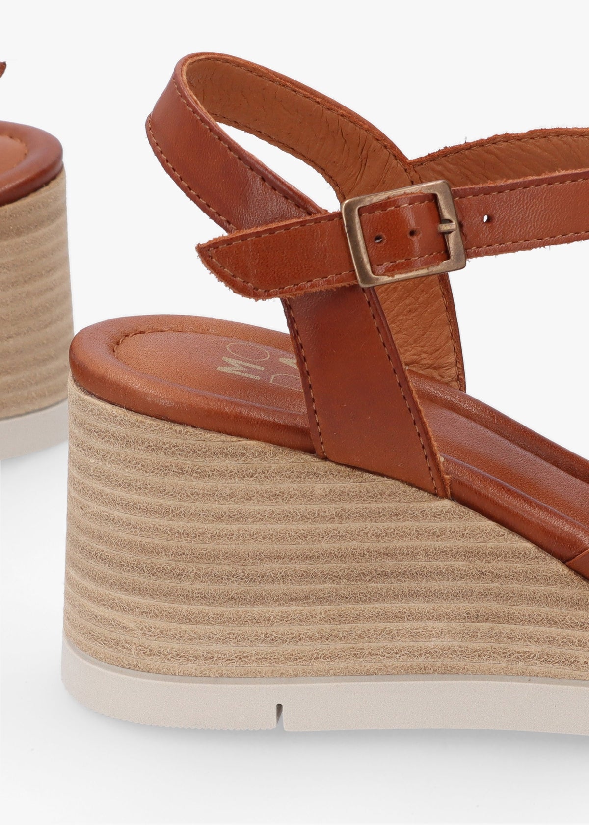 Pedie Tan Leather Wedge Sandals