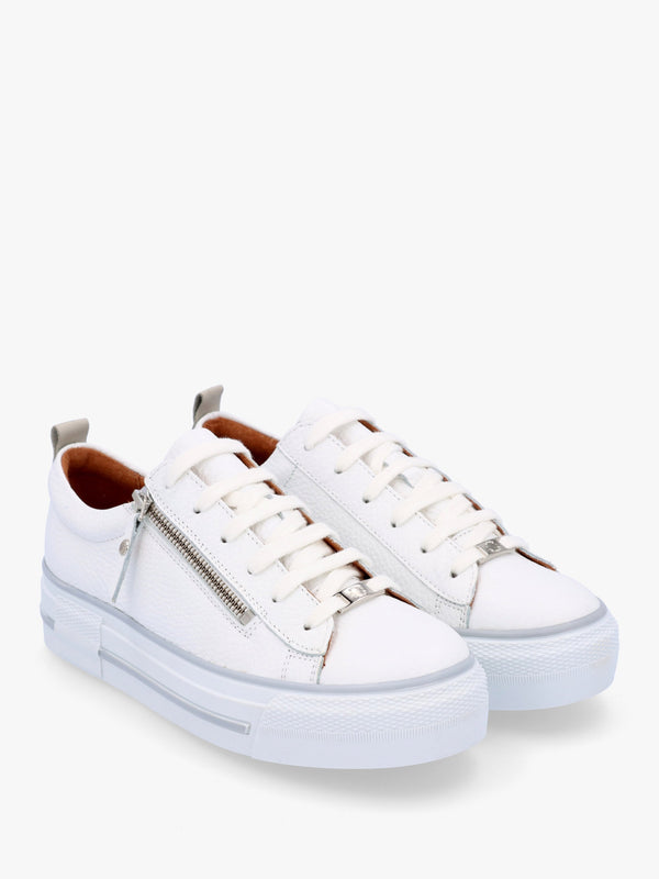 Filician White Leather Side Zip Trainers