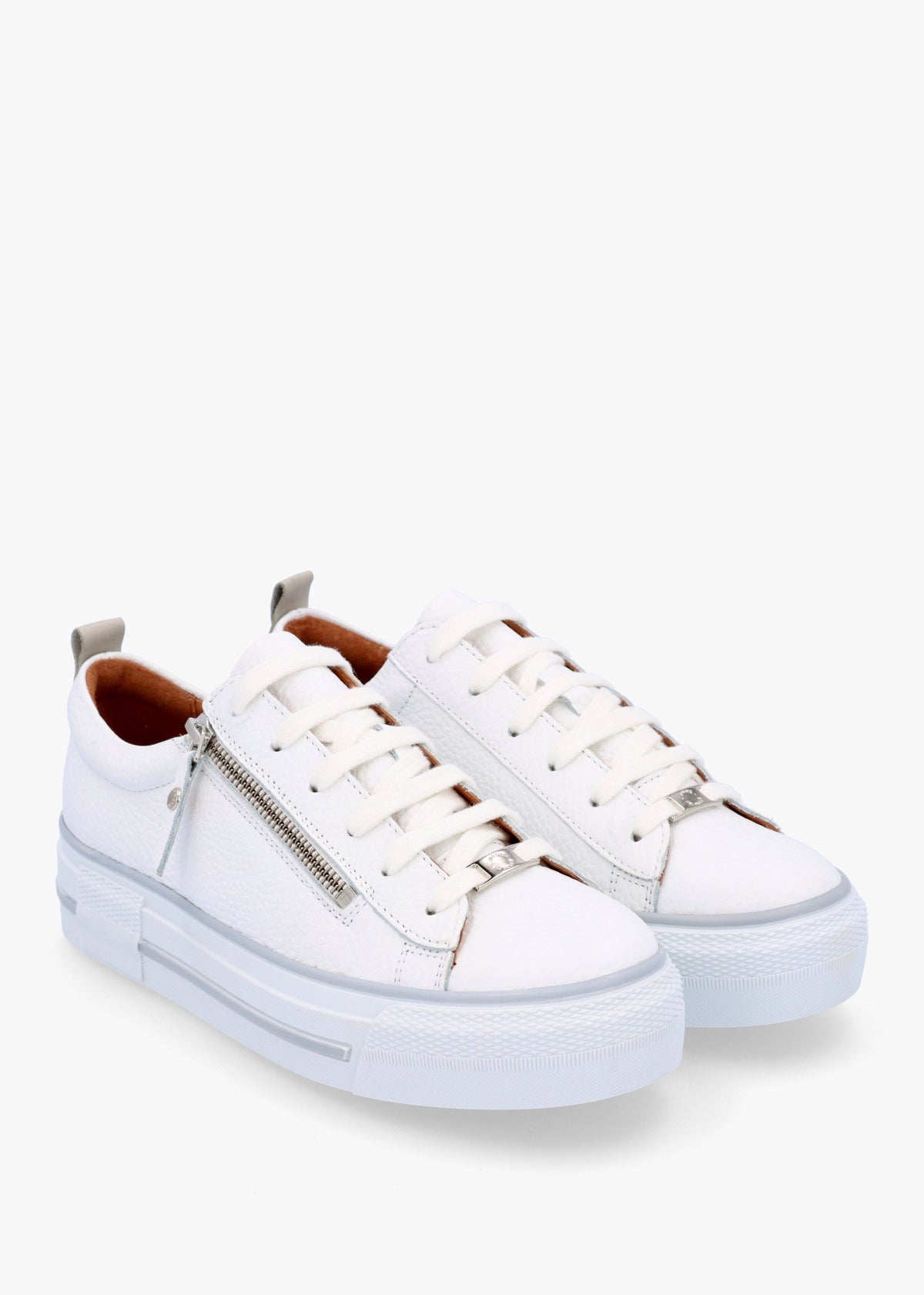 Filician White Leather Side Zip Trainers