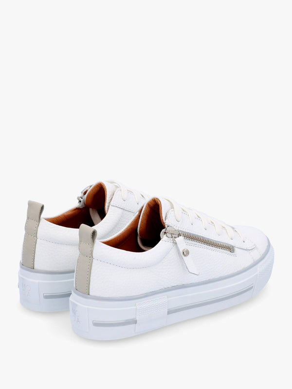 Filician White Leather Side Zip Trainers