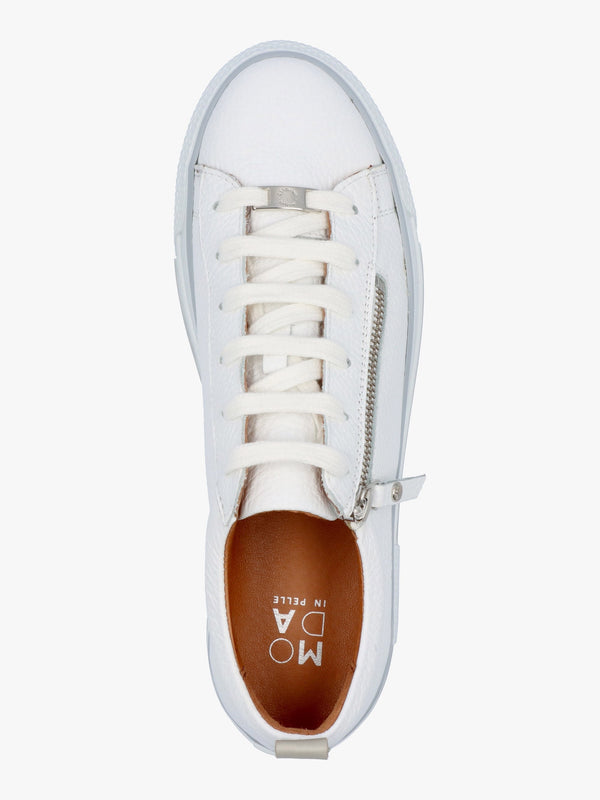 Filician White Leather Side Zip Trainers
