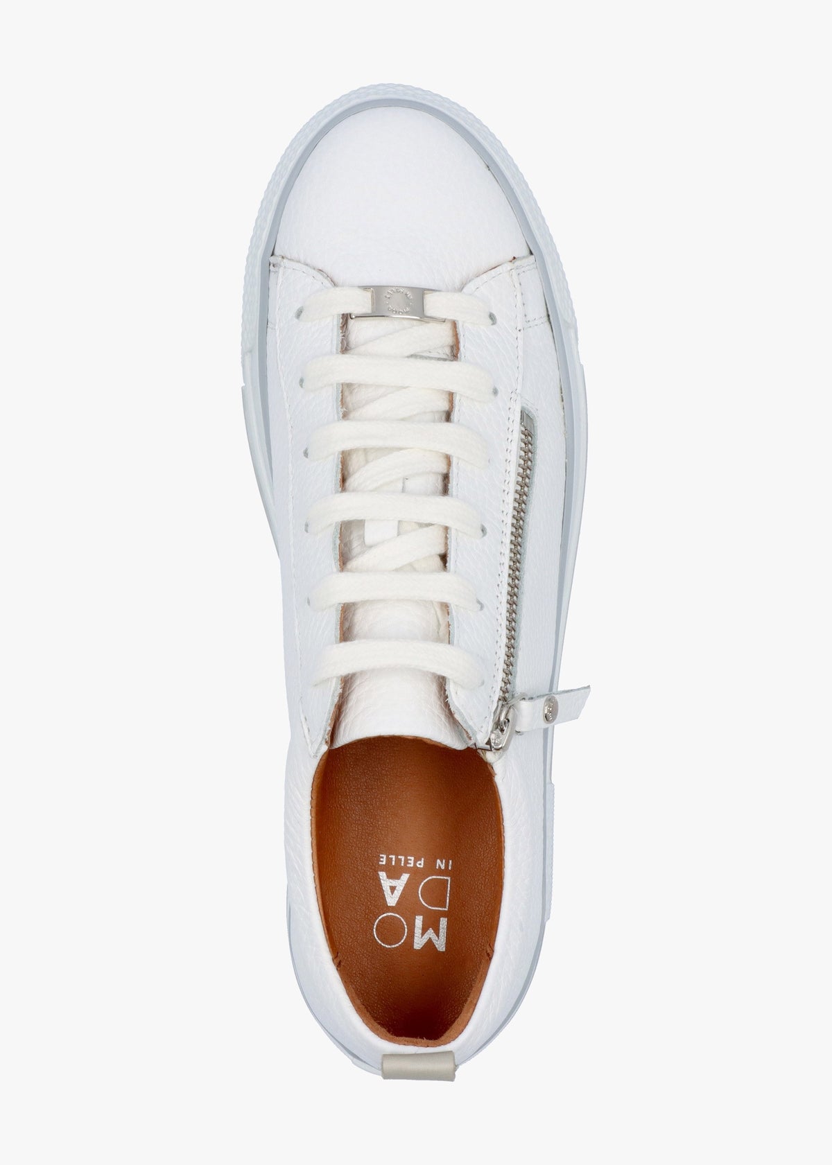 Filician White Leather Side Zip Trainers