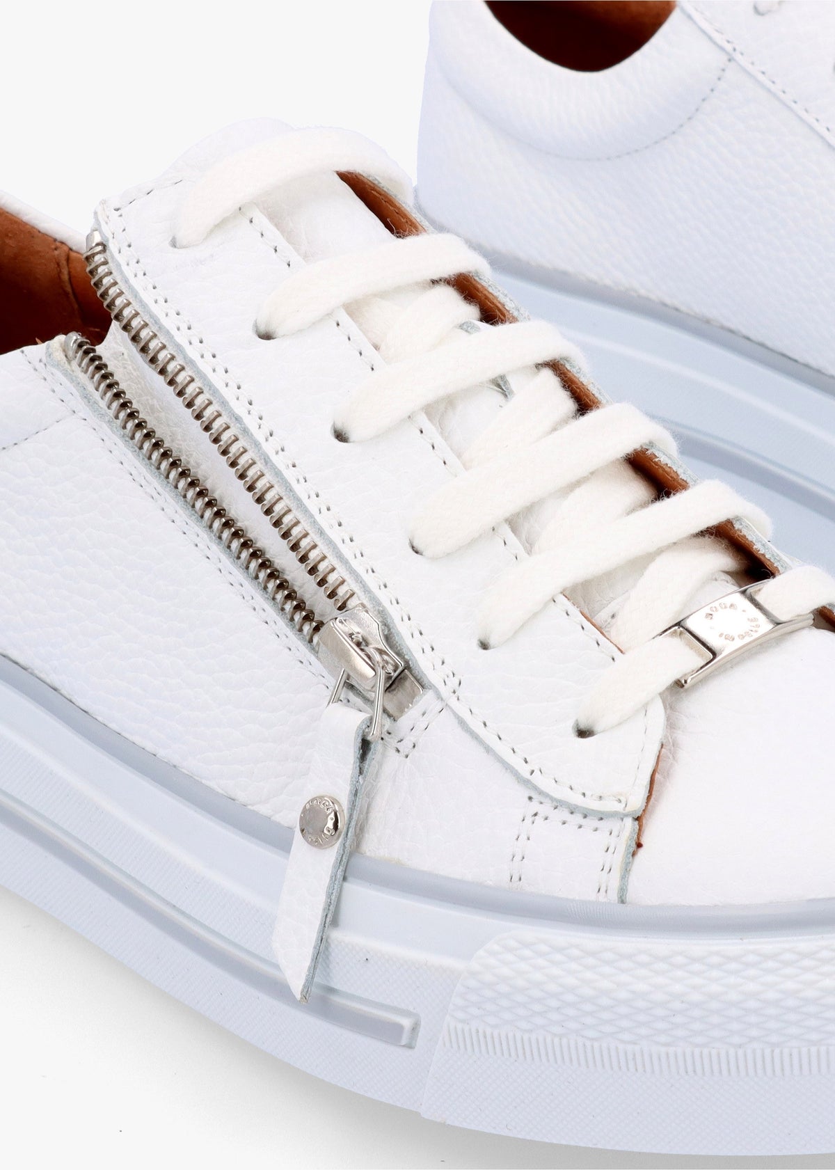 Filician White Leather Side Zip Trainers