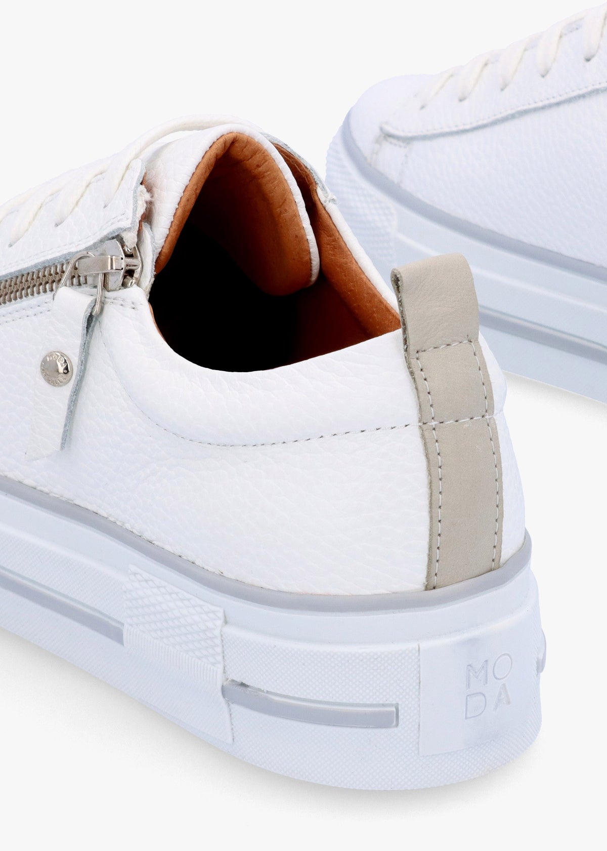 Filician White Leather Side Zip Trainers