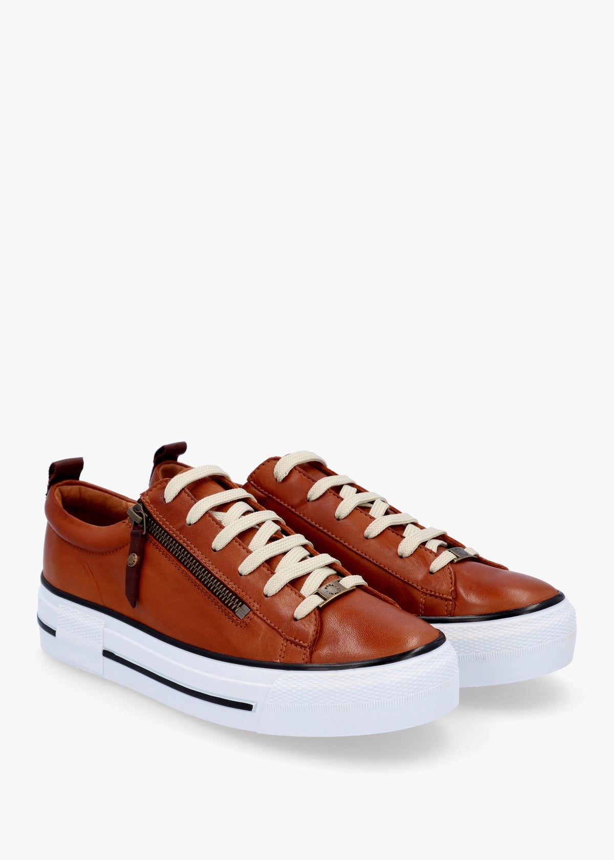 Filician Tan Leather Side Zip Trainers