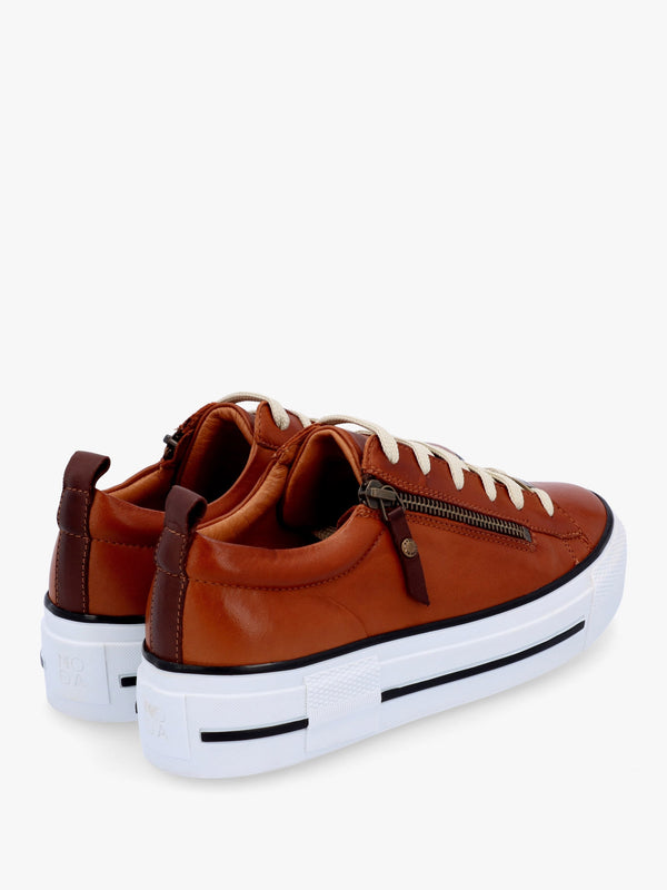 Filician Tan Leather Side Zip Trainers