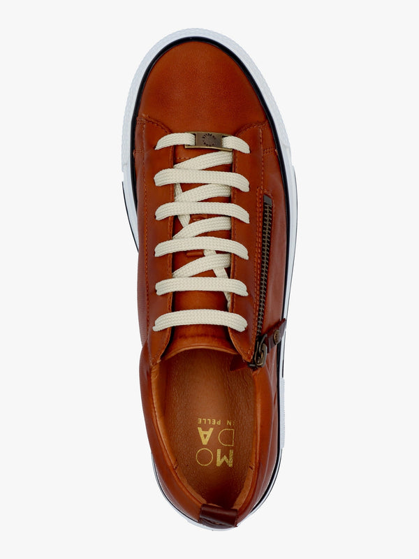 Filician Tan Leather Side Zip Trainers