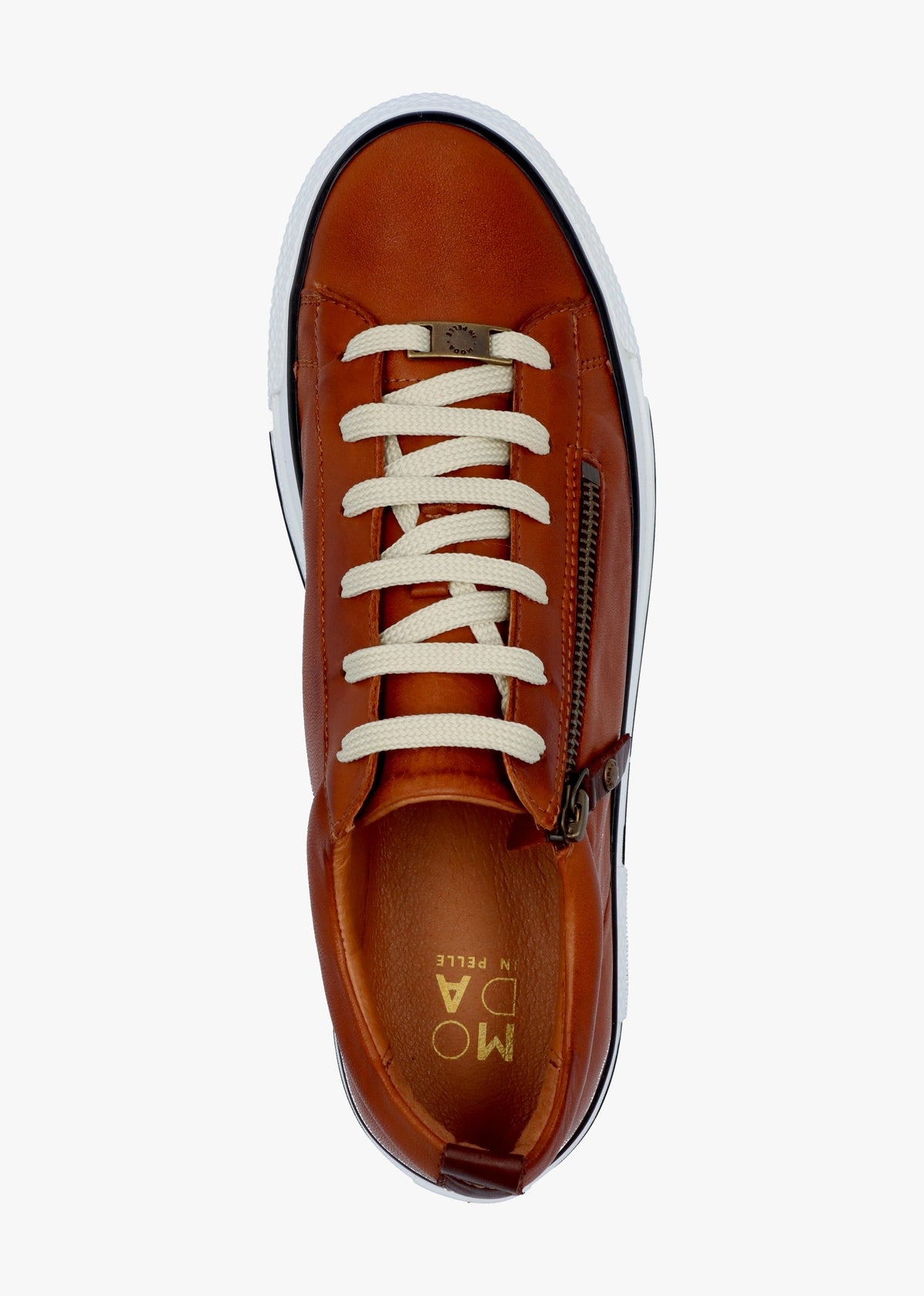 Filician Tan Leather Side Zip Trainers