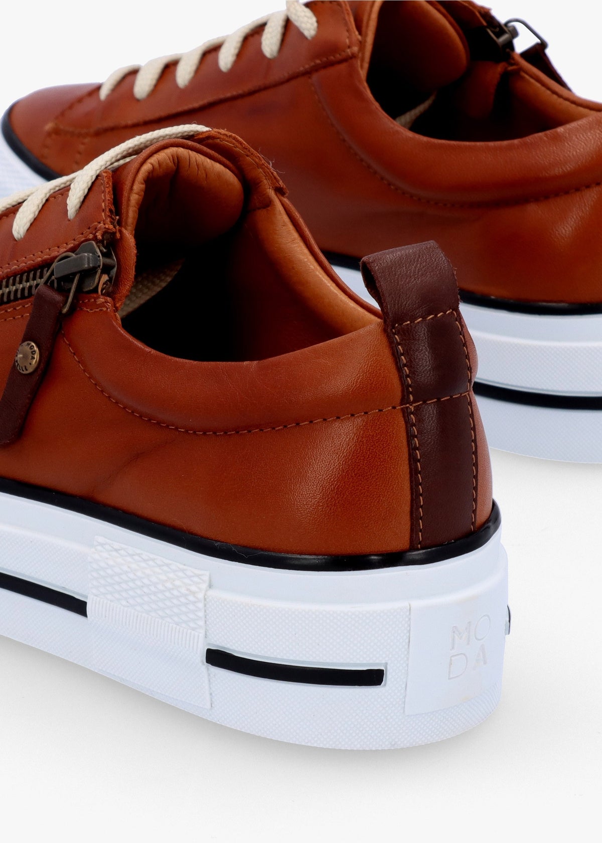 Filician Tan Leather Side Zip Trainers