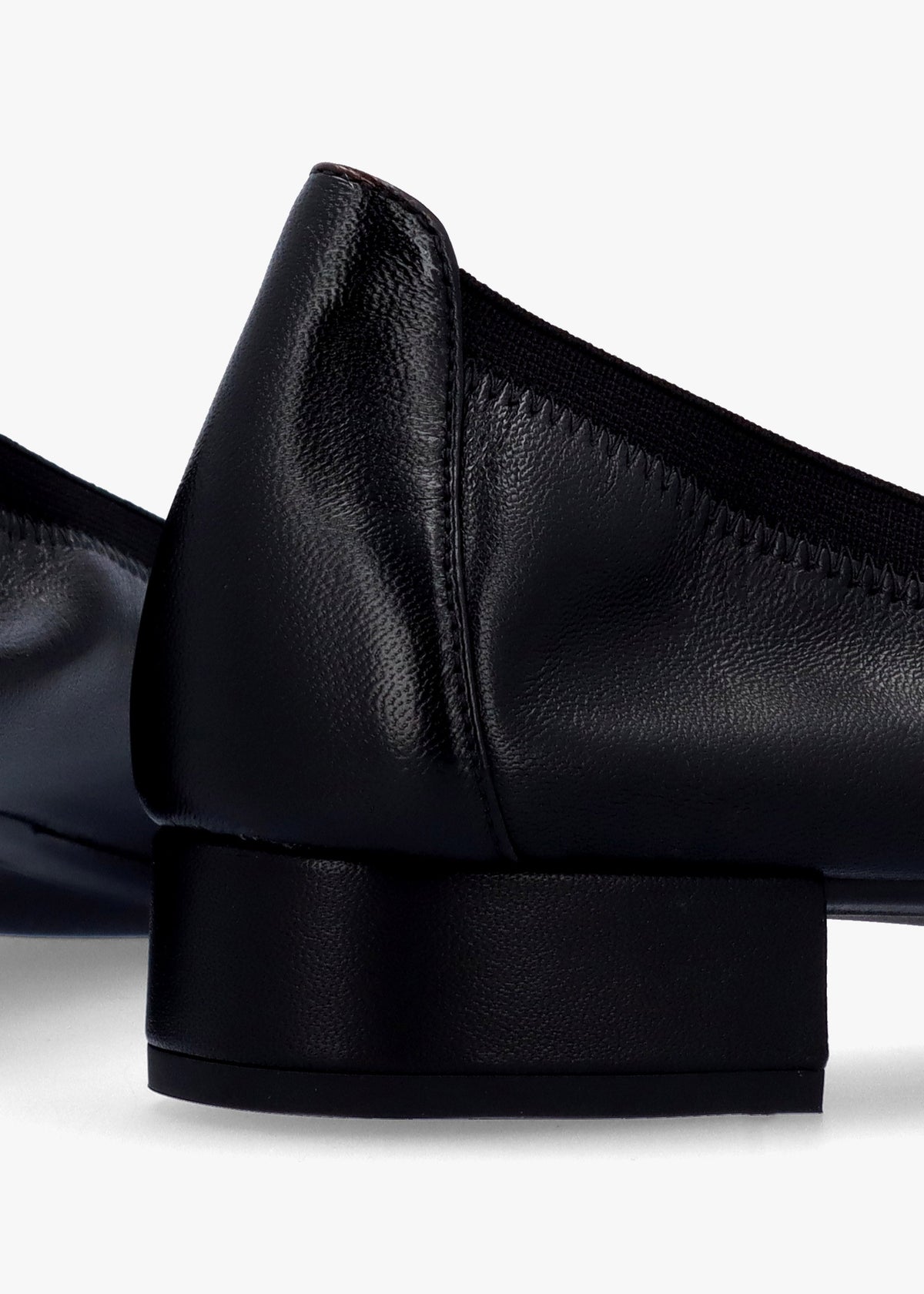 Gretschen Black Leather Patent Toe Cap Ballerina Pumps