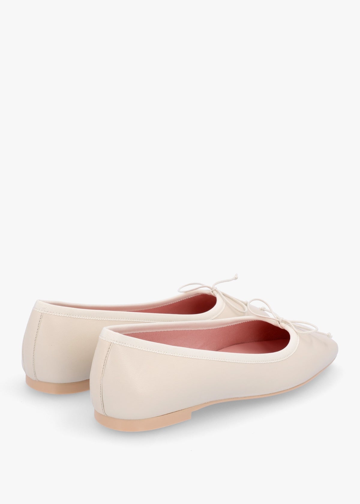 Camille Cream Leather Square Toe Ballerina Pumps