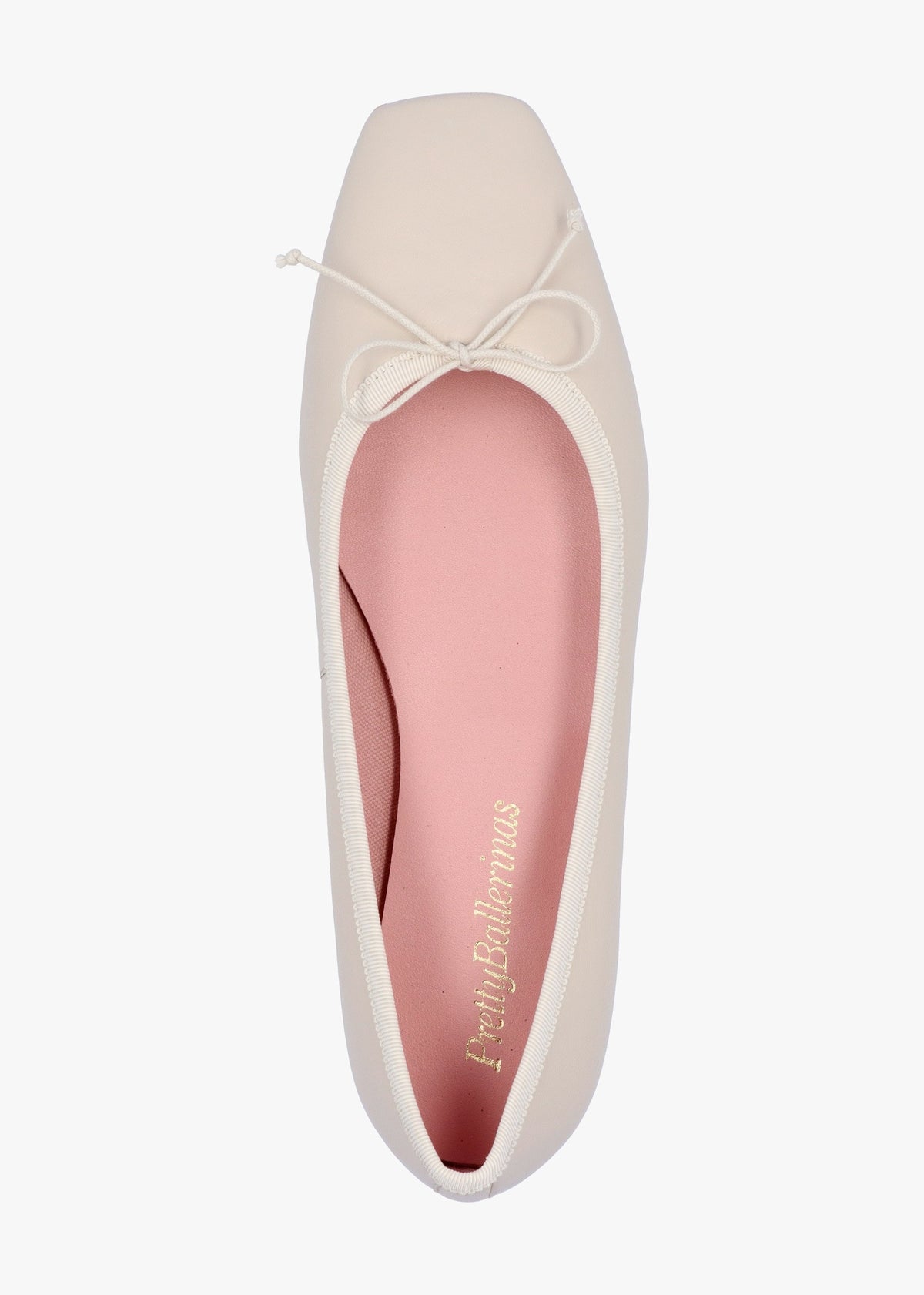 Camille Cream Leather Square Toe Ballerina Pumps