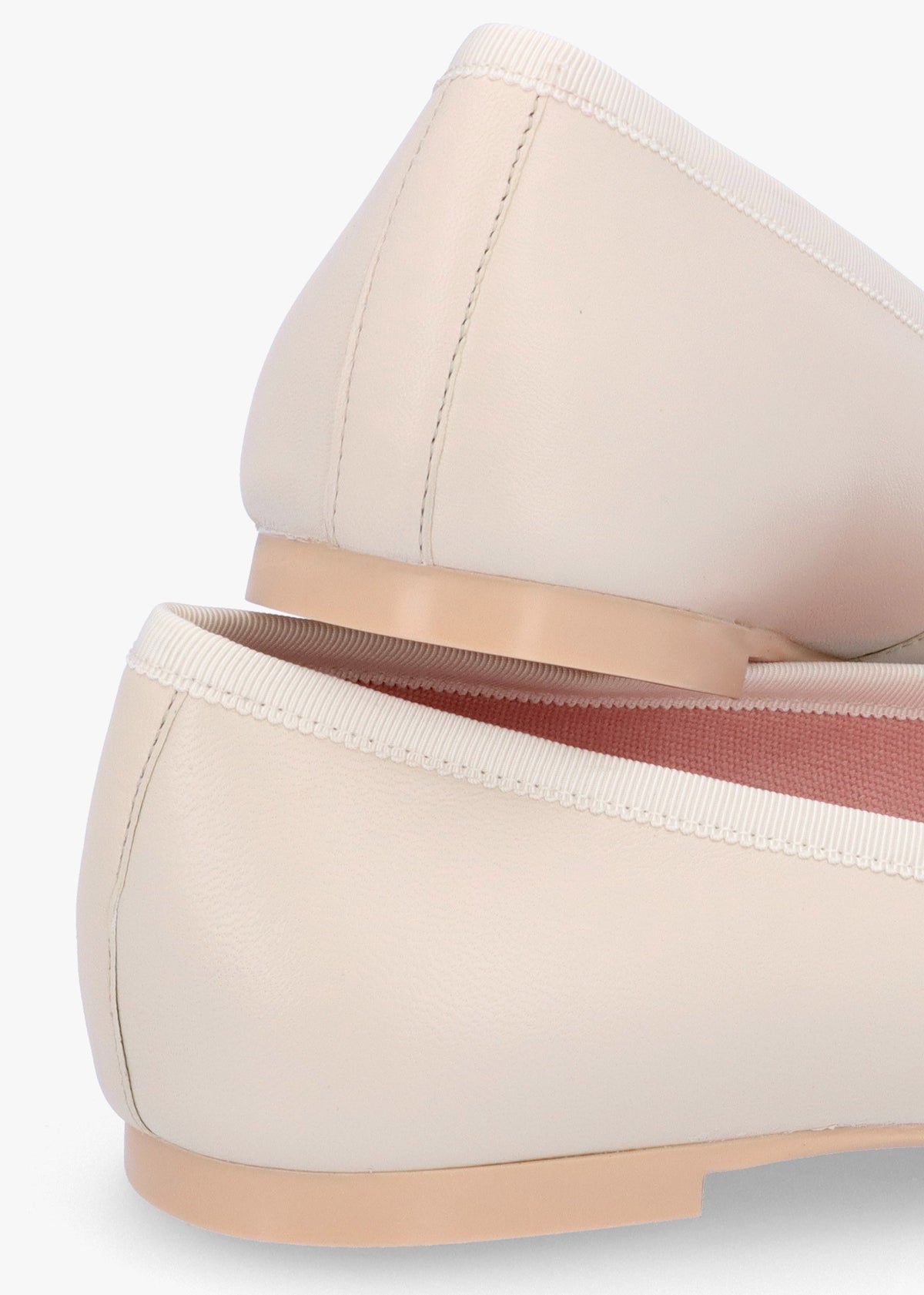 Camille Cream Leather Square Toe Ballerina Pumps