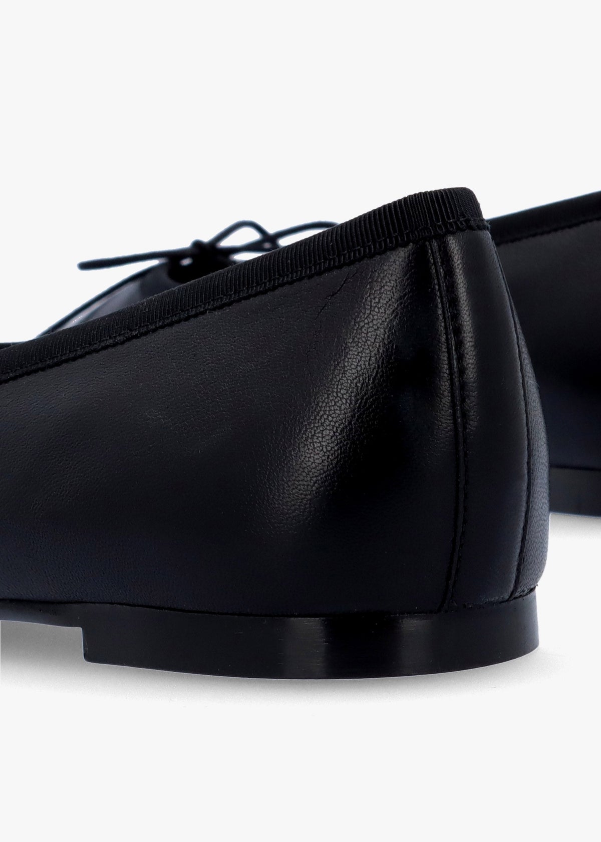 Camille Black Leather Square Toe Ballerina Pumps