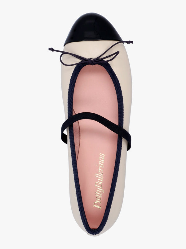 Amelie Cream Leather Mary Jane Ballerina Pumps