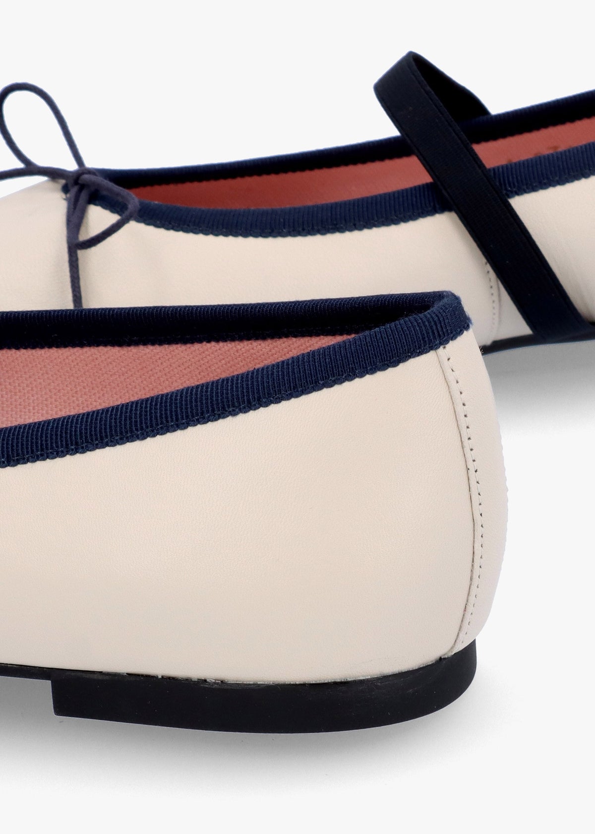 Amelie Cream Leather Mary Jane Ballerina Pumps