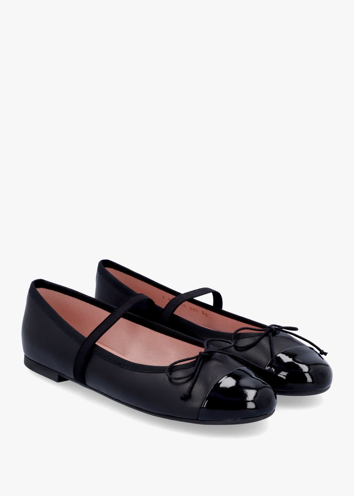 Amelie Black Leather Mary Jane Ballerina Pumps