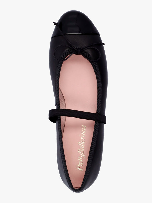 Amelie Black Leather Mary Jane Ballerina Pumps
