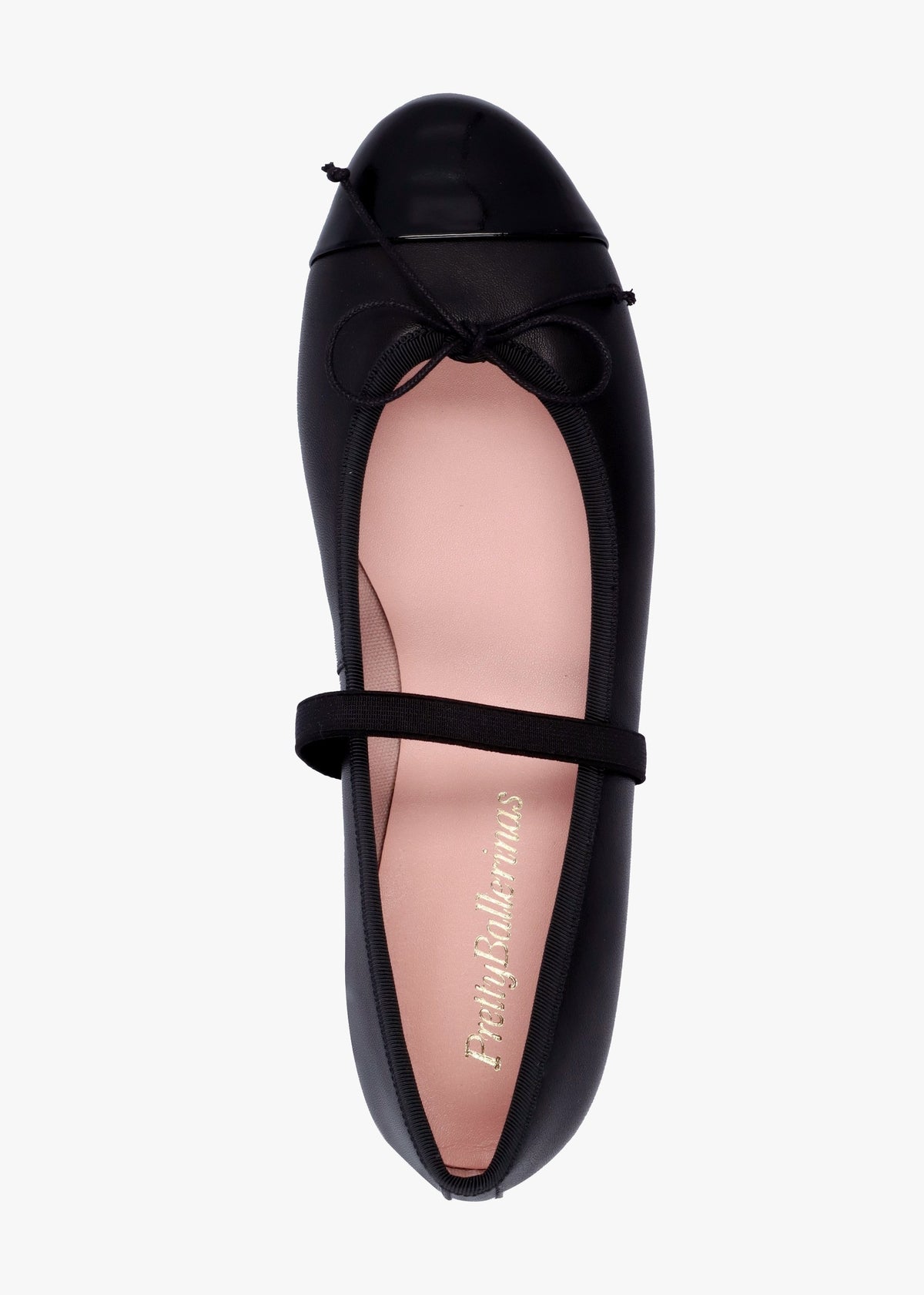 Amelie Black Leather Mary Jane Ballerina Pumps