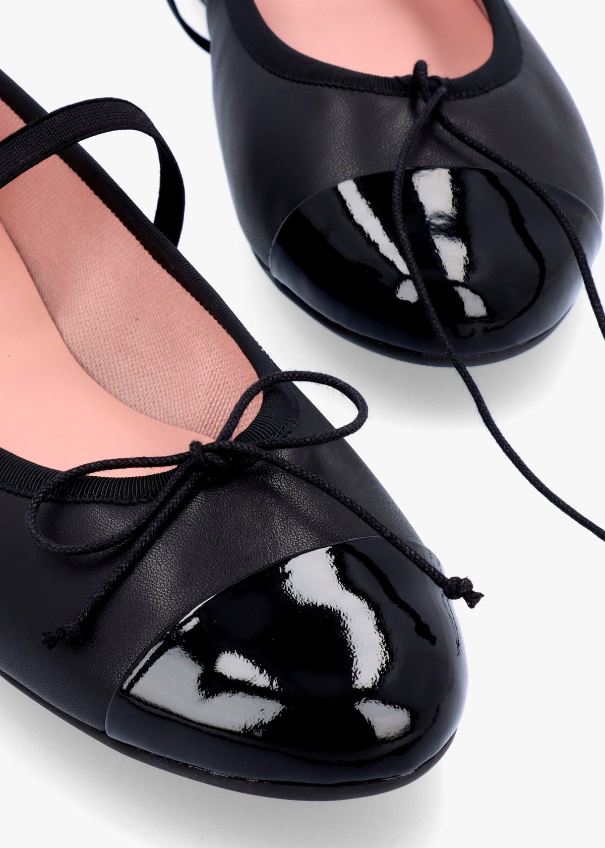 Amelie Black Leather Mary Jane Ballerina Pumps