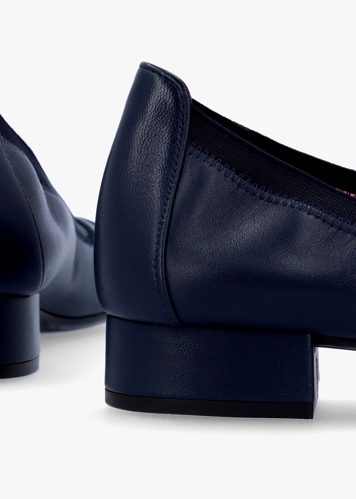 Gretschen Navy Leather Patent Toe Cap Ballerina Pumps