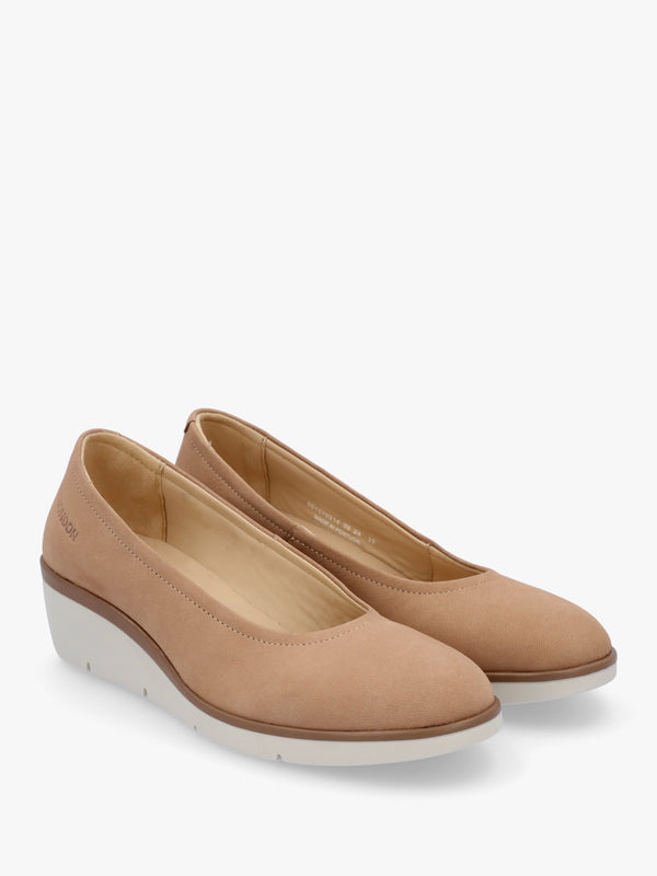 Numa Taupe Leather Low Wedge Pumps