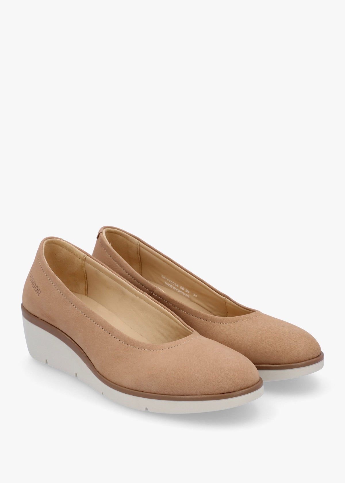 Numa Taupe Leather Low Wedge Pumps