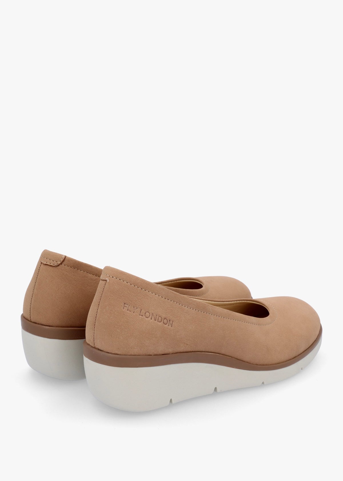Numa Taupe Leather Low Wedge Pumps