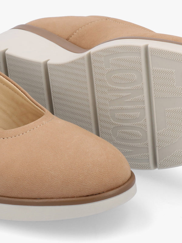 Numa Taupe Leather Low Wedge Pumps