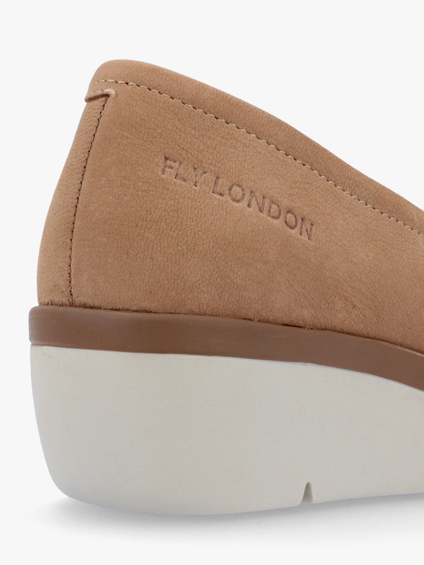 Numa Taupe Leather Low Wedge Pumps