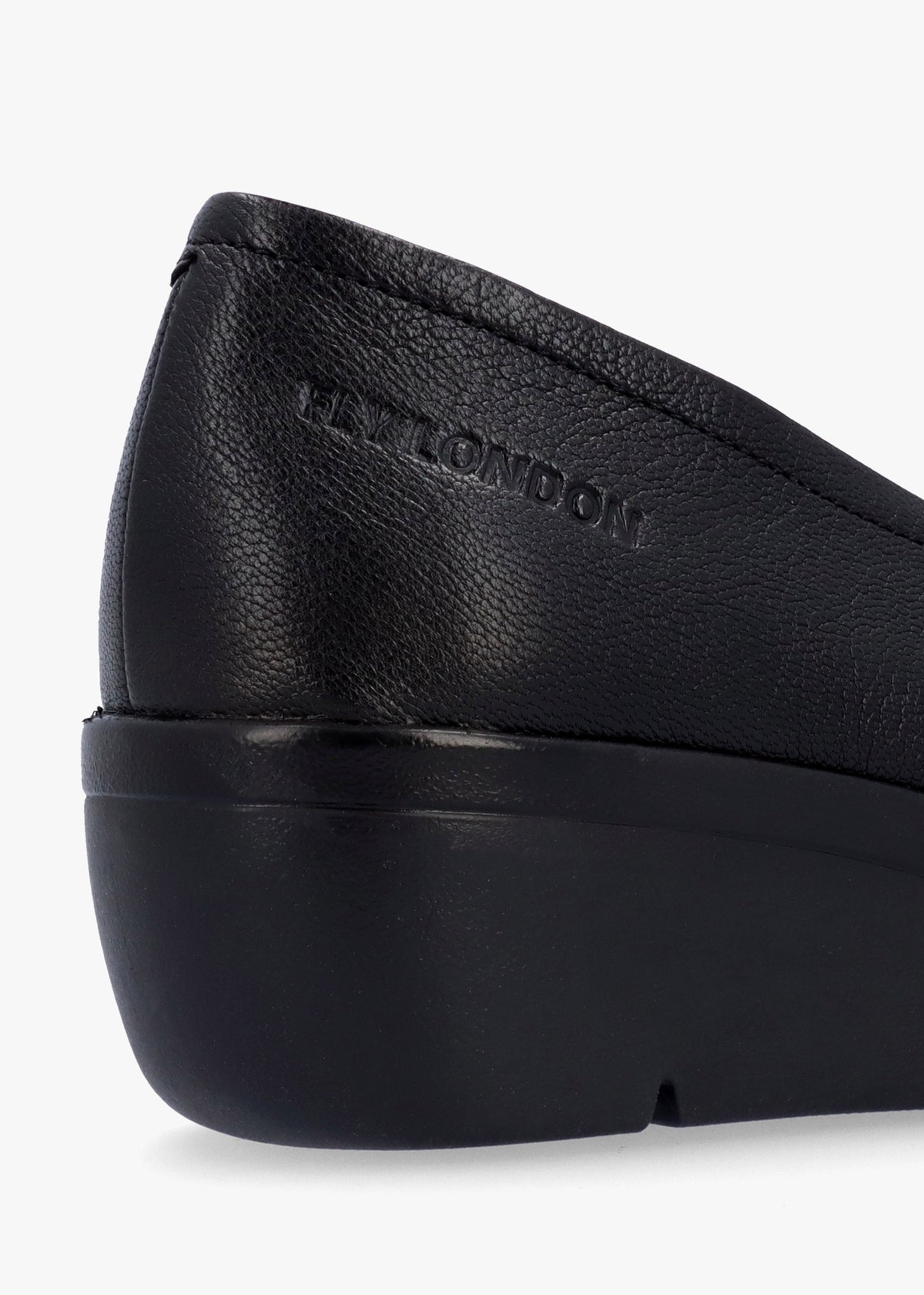 Numa Black Leather Low Wedge Pumps