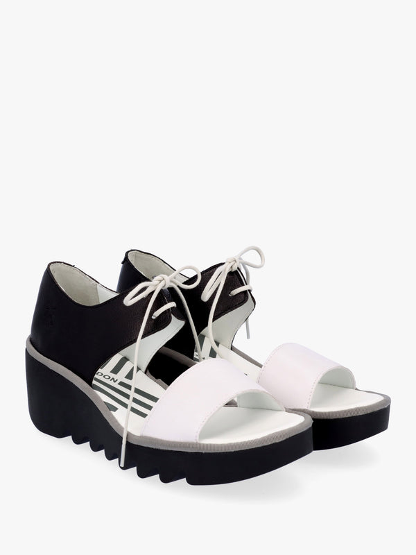 Bilu White Black Wedge Sandals