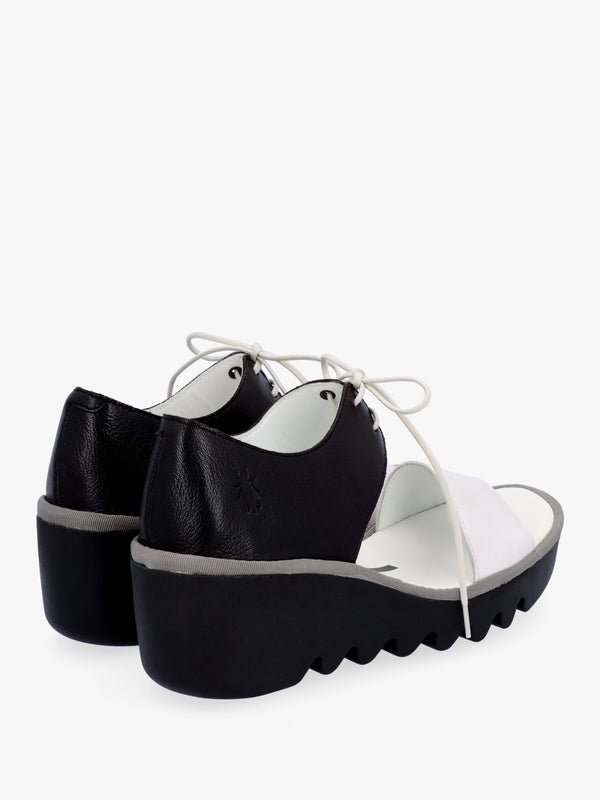 Bilu White Black Wedge Sandals