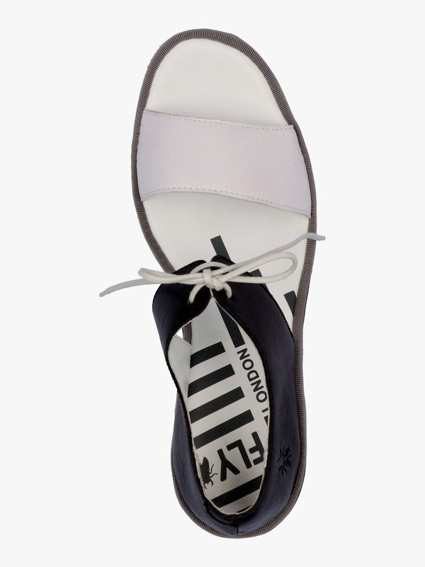 Bilu White Black Wedge Sandals