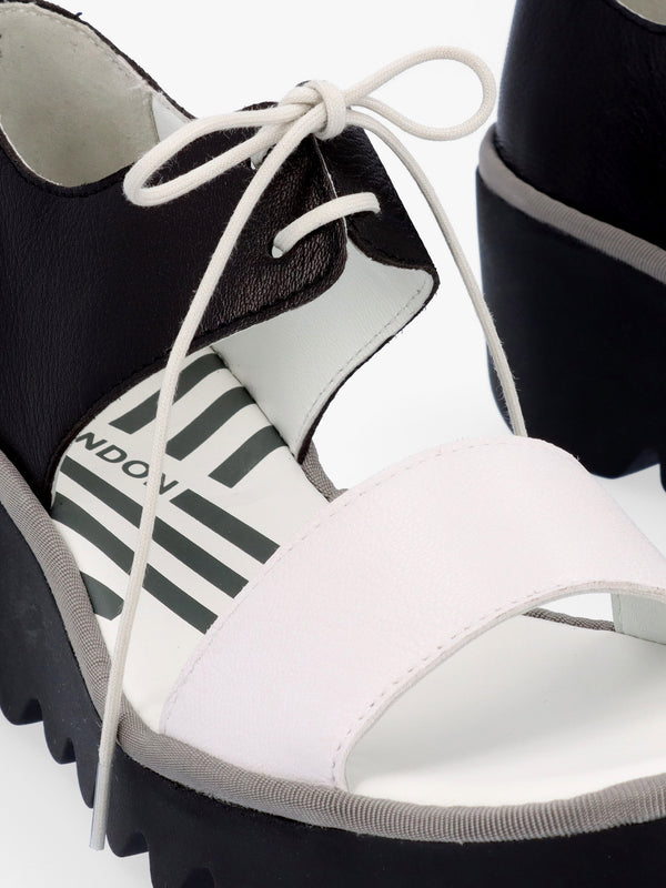 Bilu White Black Wedge Sandals