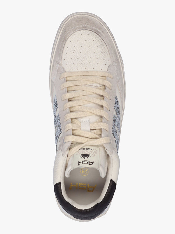 Moonlight Off White New Grey Silver Black Distressed Leather Trainers