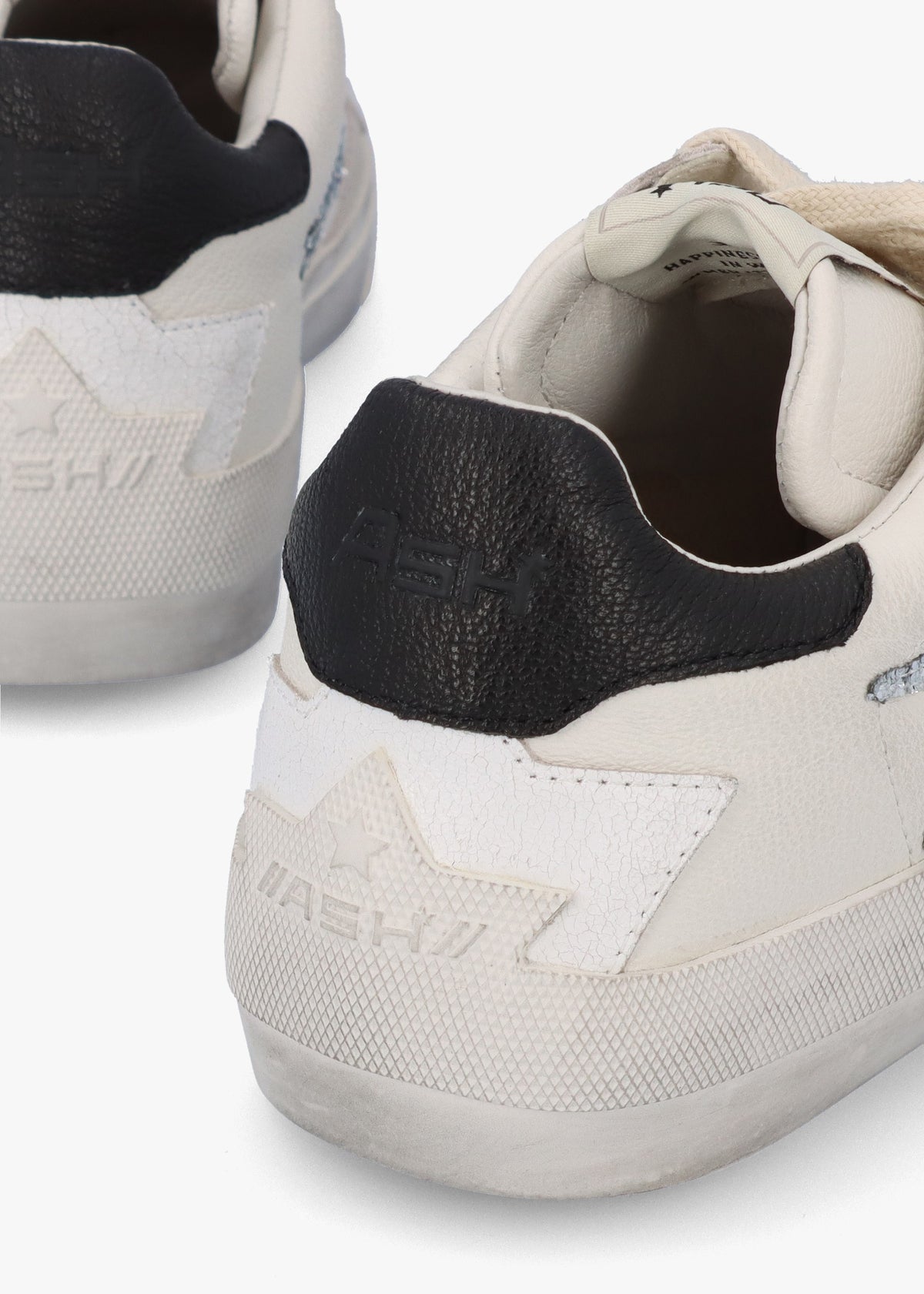 Moonlight Off White New Grey Silver Black Distressed Leather Trainers