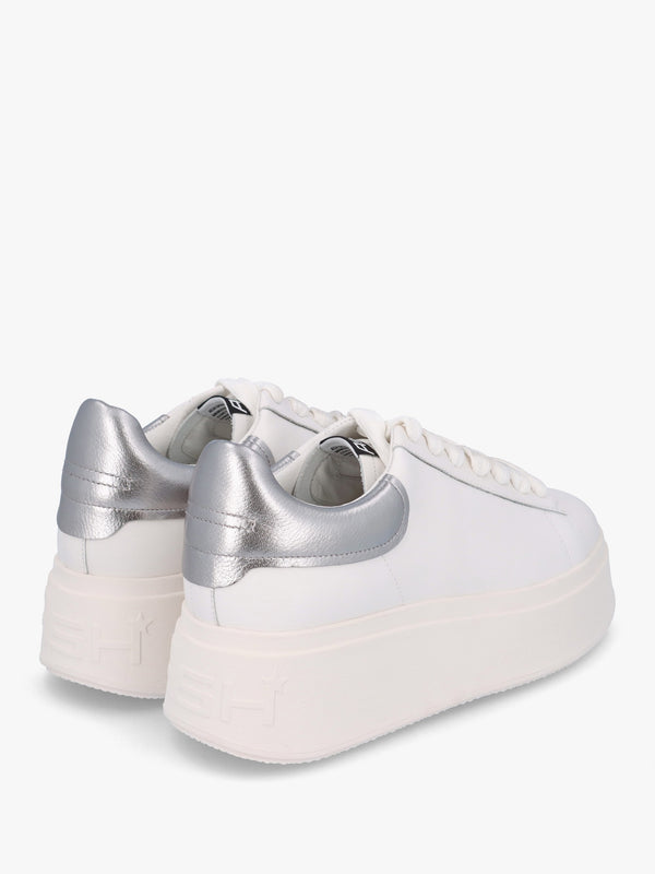Moby White Dark Silver Leather Trainers