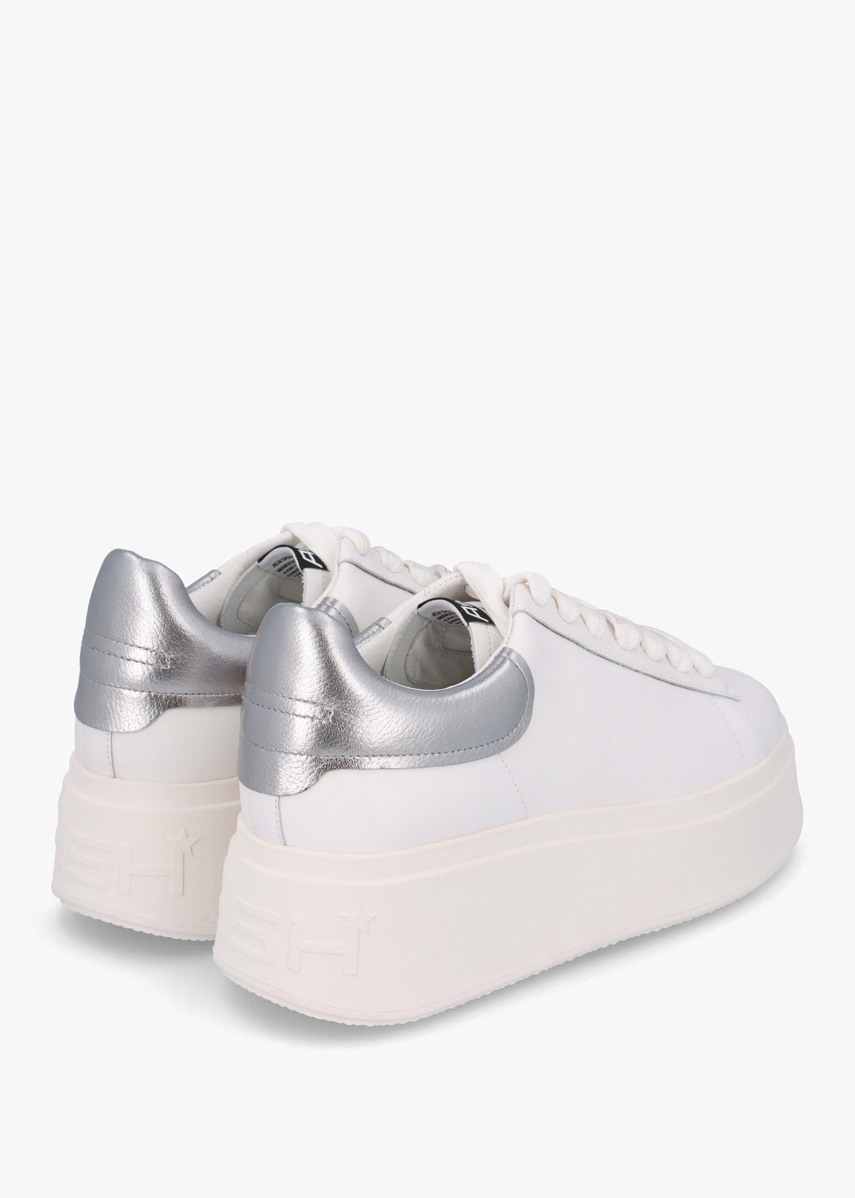Moby White Dark Silver Leather Trainers