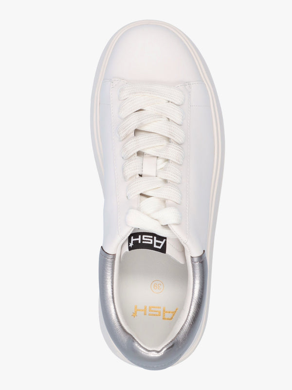 Moby White Dark Silver Leather Trainers