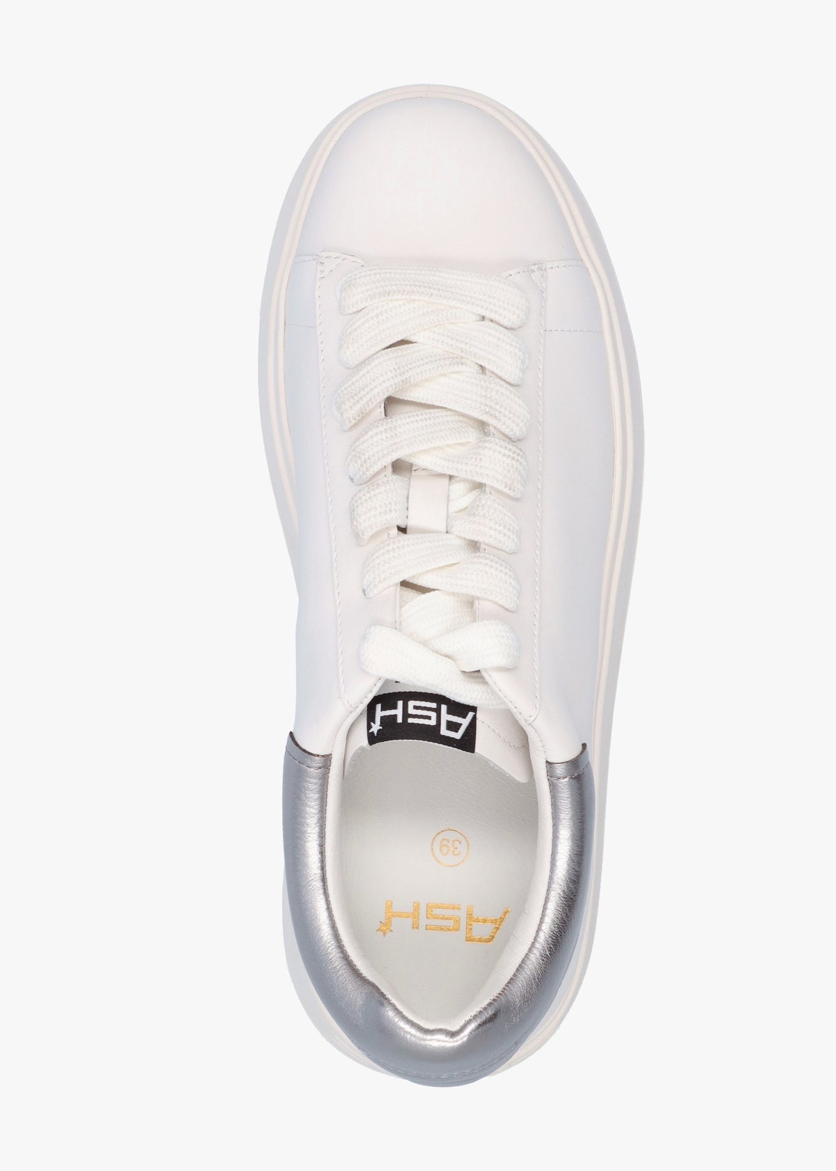 Moby White Dark Silver Leather Trainers