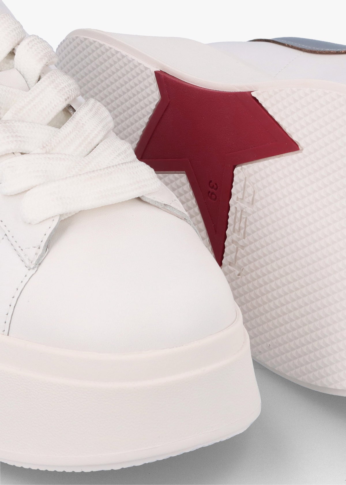 Moby White Dark Silver Leather Trainers