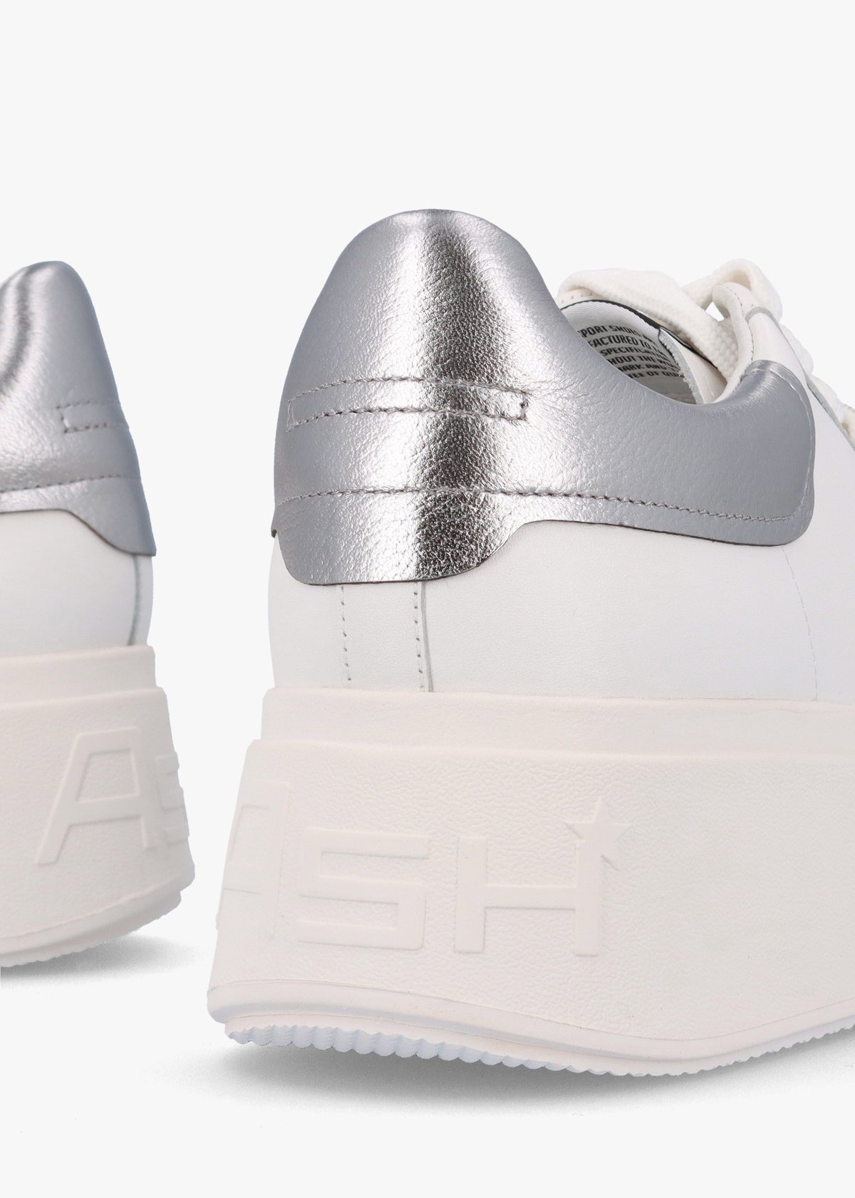 Moby White Dark Silver Leather Trainers