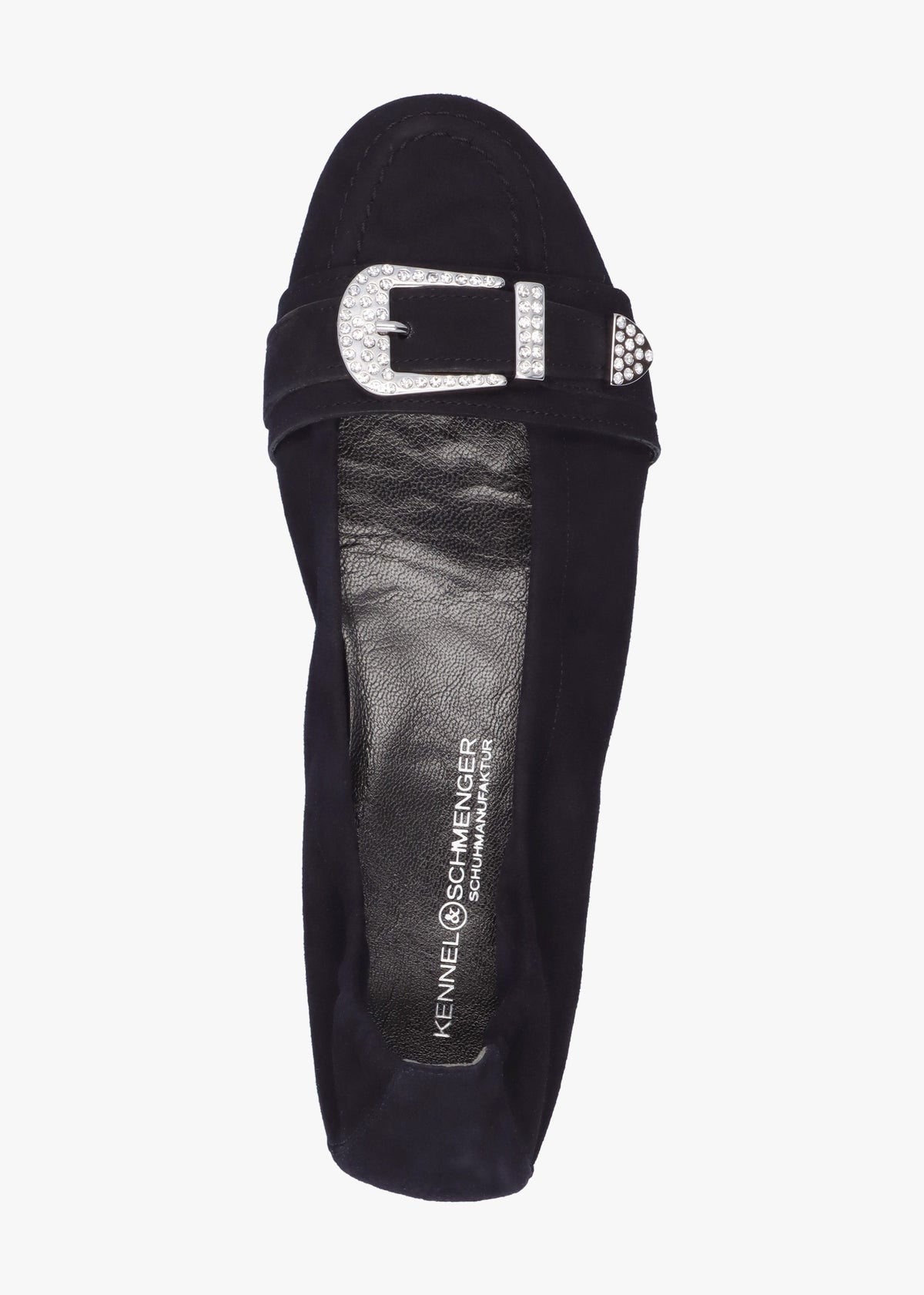Malu Buckle Ocean Crystal Suede Ballet Pumps