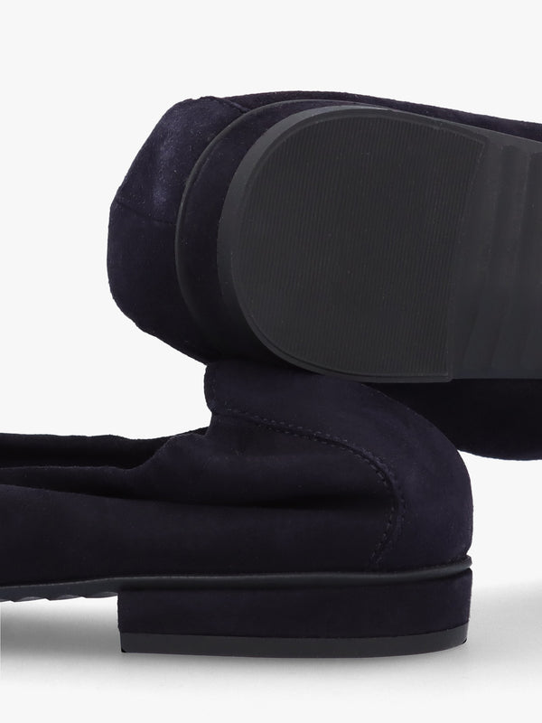 Malu Buckle Ocean Crystal Suede Ballet Pumps