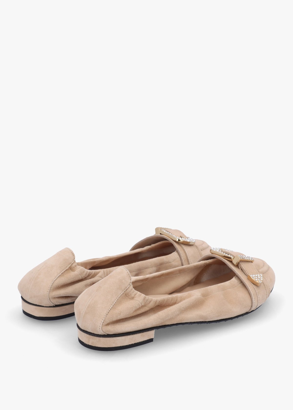 Malu Buckle Mohair Crystal Suede Ballet Pumps