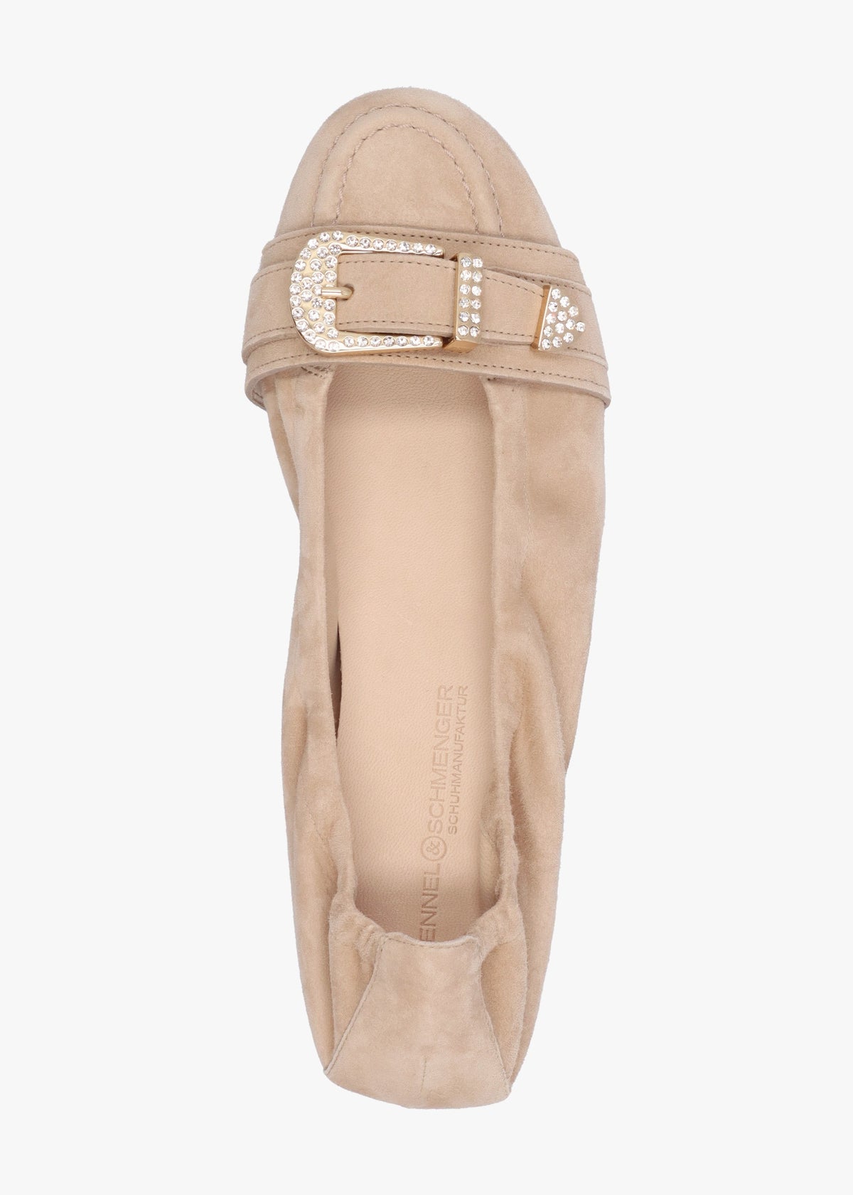 Malu Buckle Mohair Crystal Suede Ballet Pumps